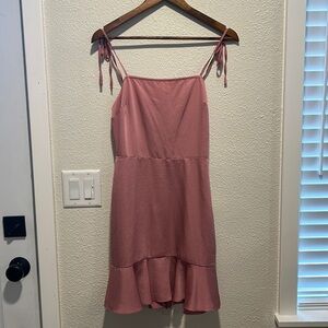 Pink satin mini dress